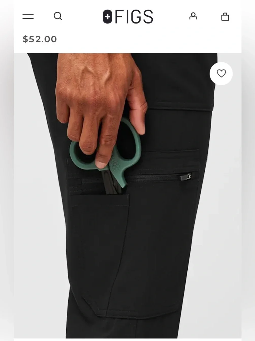 FIGS Cairo Straight-Leg Scrub Pant — Black